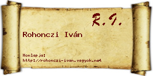 Rohonczi Iván névjegykártya