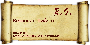 Rohonczi Iván névjegykártya